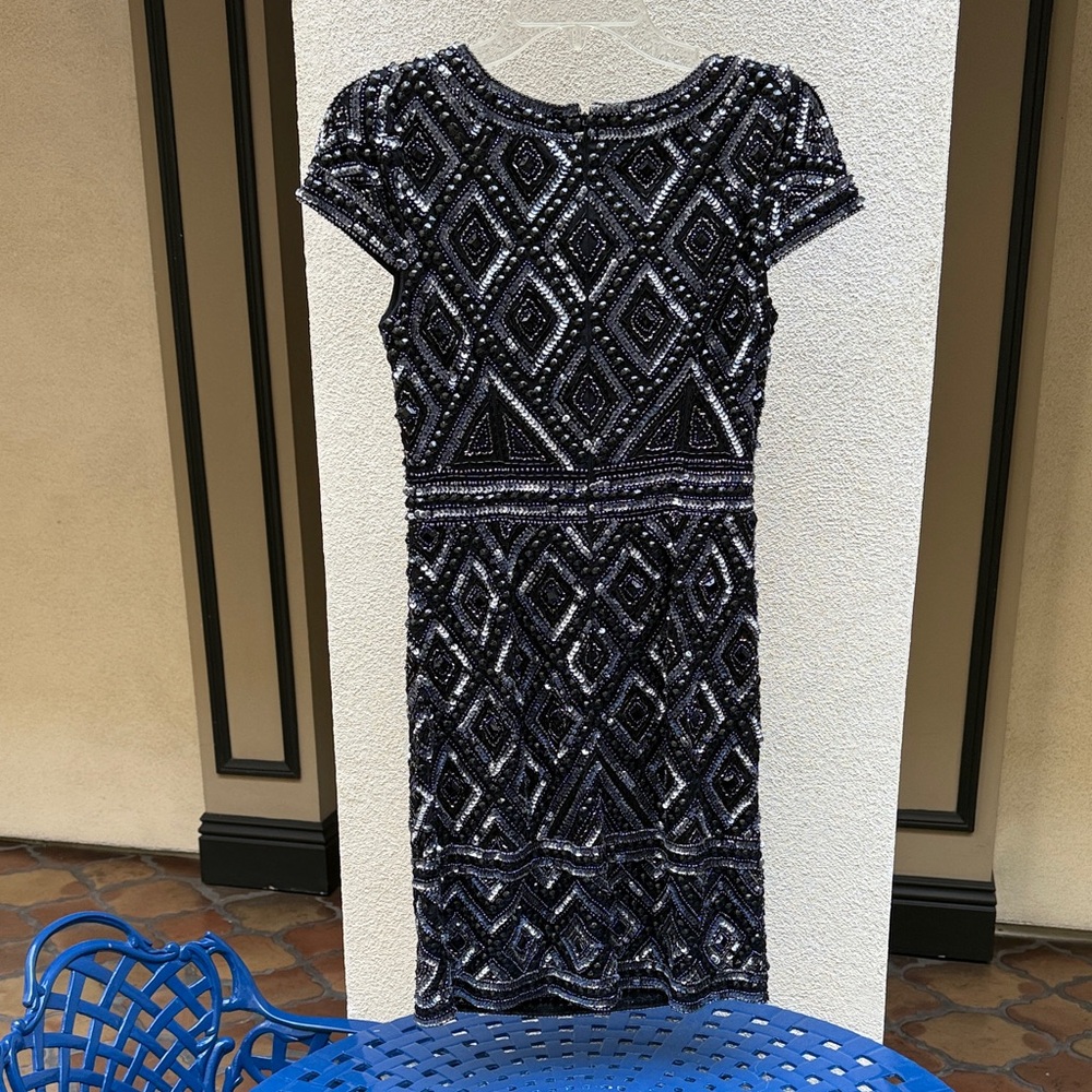 NEW Adrianna Papell Elegant Black and Silver Beaded Dress - Picture 8 of 8